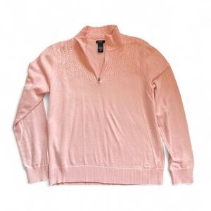 Izod Women's XL 100% Cotton Light Pink Quarter Zip Long Sleeve Sweater